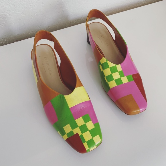Everlane Shoes - Everlane handpainted slingbacks in Color-Block Party